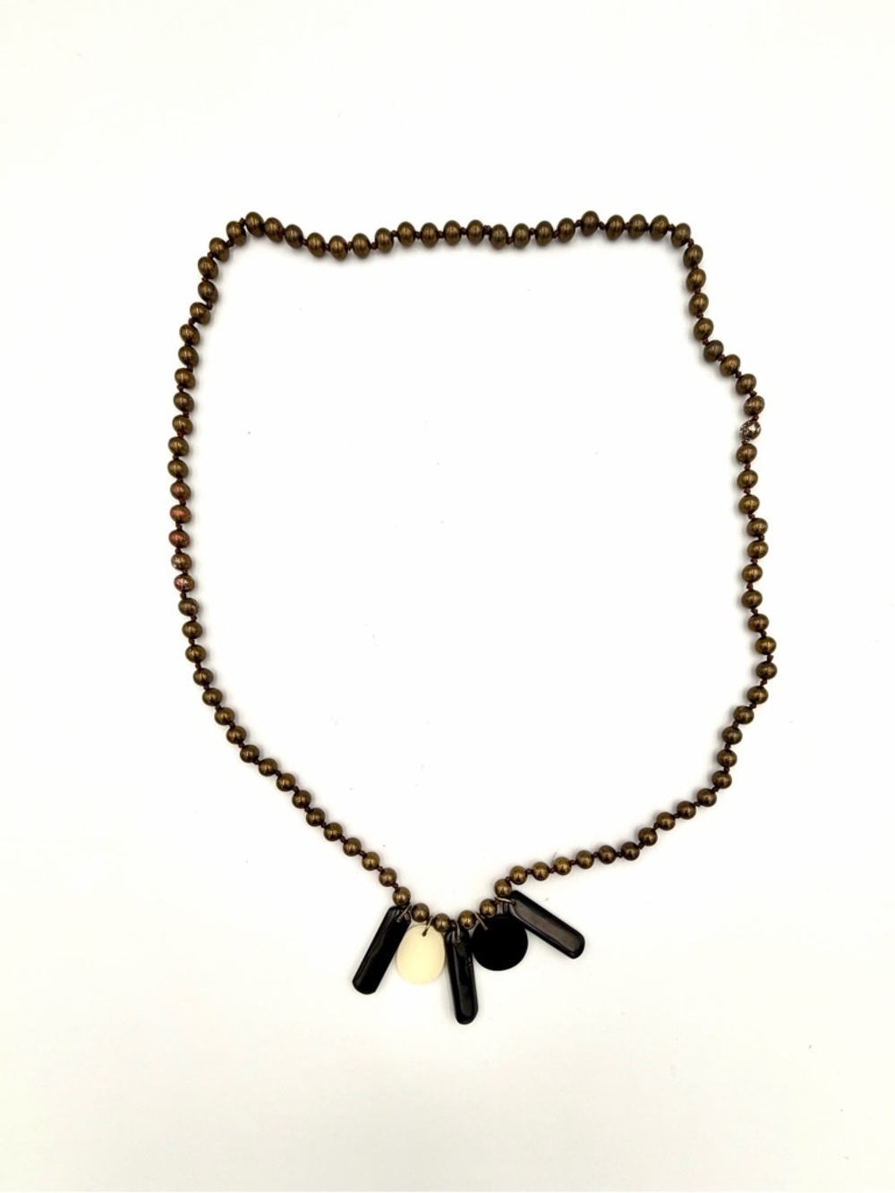 Nordstrom Black and Cream Beaded Pendant Necklace
